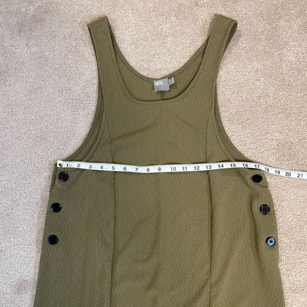 ASOS Olive Green Sleeveless Jumper Dress With Side Buttons Size 4 - Picture 4 of 6